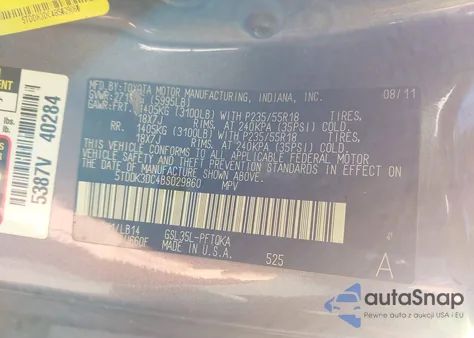 2011 Toyota Sienna Xle/Limited from USA, damaged, VIN 5TDDK3DC4BS029860